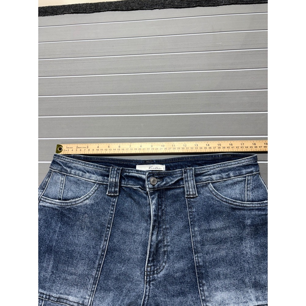 KanCan Women Blue Cargo Jeans Straight Leg High Rise Stretch Denim KC7843D 13/30 - Picture 5 of 13